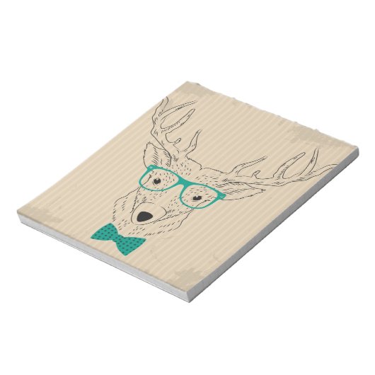 Bloc-note Hipster Reindeer Elk avec des lunettes grungy Noël (Tourné)