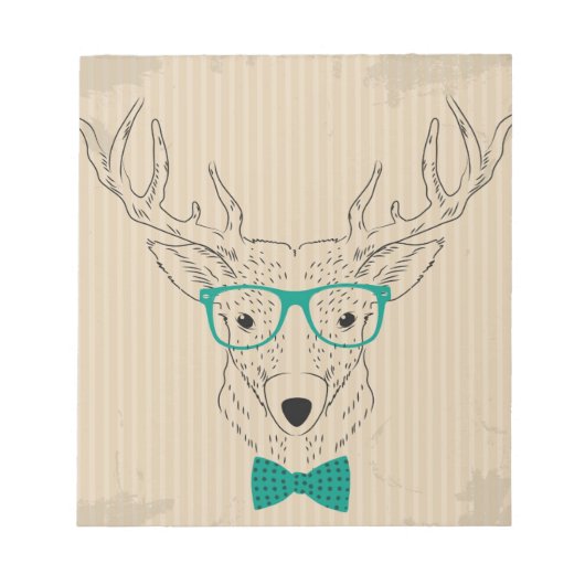 Bloc-note Hipster Reindeer Elk avec des lunettes grungy Noël (Devant)