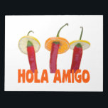 Bloc-note Hola Amigo<br><div class="desc">Hola Amigo. Trois piments chauds,  trois amigos en sombreros. Texte Hola Amigo. Images amusantes,  cadeaux et chemises pour le plaisir et la bonne humeur.</div>