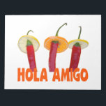 Bloc-note Hola Amigo<br><div class="desc">Hola Amigo. Trois piments chauds,  trois amigos en sombreros. Texte Hola Amigo. Images amusantes,  cadeaux et chemises pour le plaisir et la bonne humeur.</div>