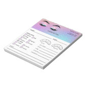 Bloc-note Holographic Eyelash Client Record Form (Tourné)