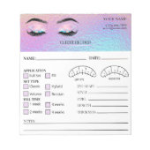 Bloc-note Holographic Eyelash Client Record Form (Devant)