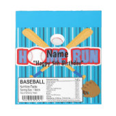 Bloc-note Homerun Baseball Anniversaire Candy Bar Wrapper Fa (Devant)