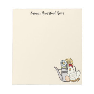 Bloc-note Homestead Notes Poulet Et Arrosage Cute