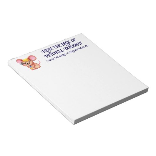 Bloc-note Homme Fromage Poilu Souris Cravate Lunettes Nerd (Incliné)