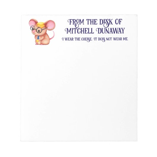 Bloc-note Homme Fromage Poilu Souris Cravate Lunettes Nerd (Devant)