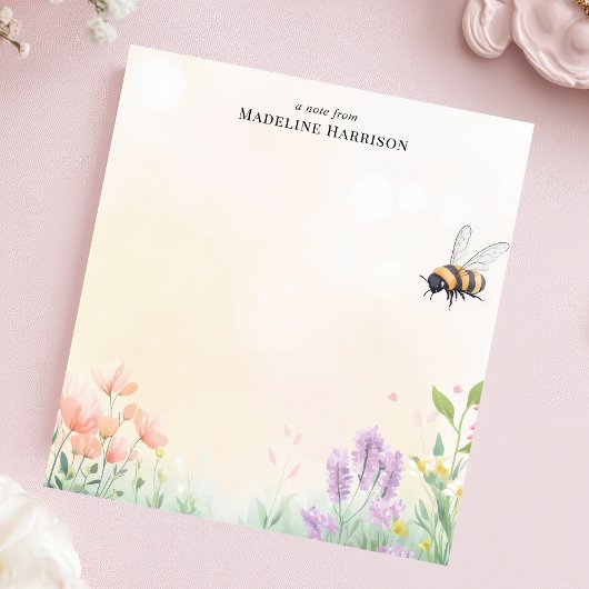 Bloc-note Honey Bee Floral Garden Nom personnalisé