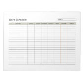 Bloc-note Horaire de travail des employés (Devant)