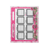 Bloc-note Horaire hebdomadaire avec roses roses roses (Tourné)