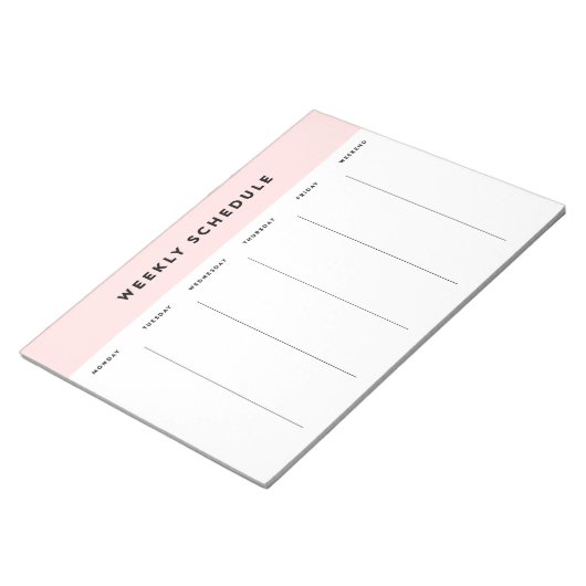 Bloc-note Horaire hebdomadaire rose (Incliné)