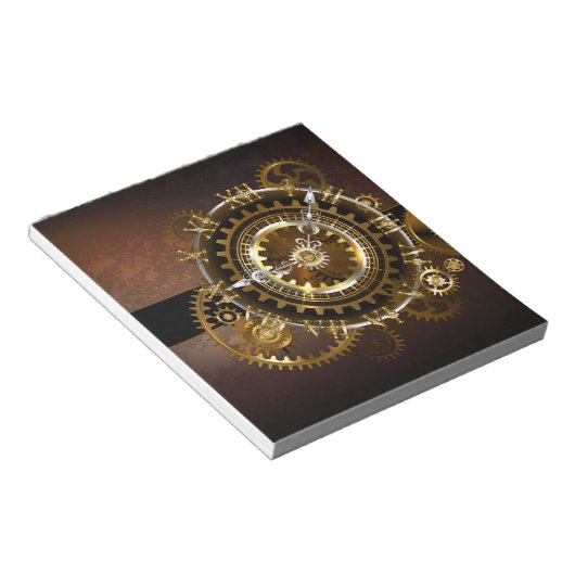 Bloc-note Horloge Steampunk avec des engrenages anciens (Incliné)