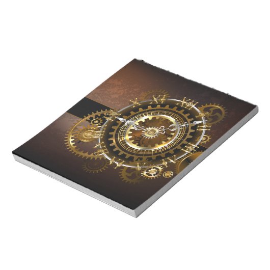 Bloc-note Horloge Steampunk avec des engrenages anciens (Tourné)