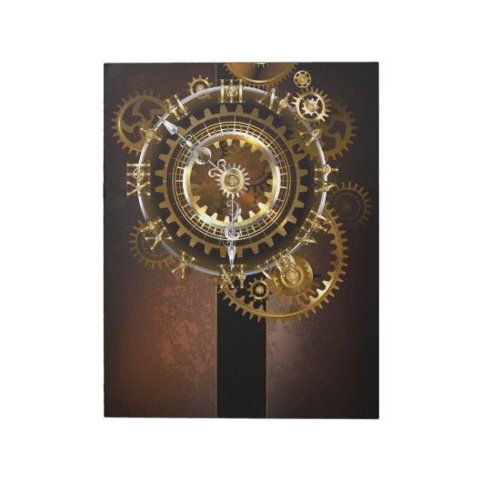 Bloc-note Horloge Steampunk avec des engrenages anciens (Tourné)