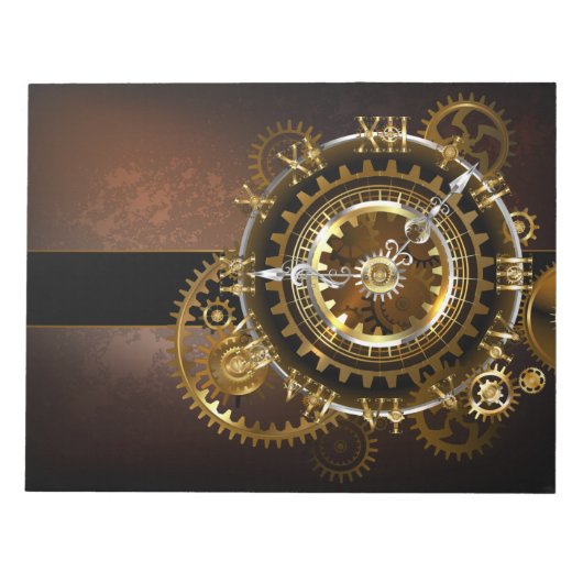 Bloc-note Horloge Steampunk avec des engrenages anciens (Devant)