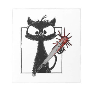 Bloc-note Horreur de baseball de chat noir Halloween