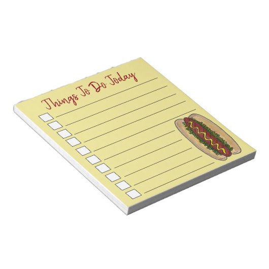 Bloc-note Hot Dog Mustard Relish Foody To Do List (Incliné)