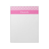 Bloc-note Hot Pink 2 Wht Damask #3 Hot Pink Nom Monogram (Tourné)