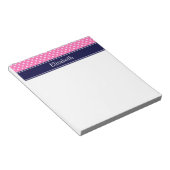 Bloc-note Hot Pink #2 Wht Polka Dots Navy Blue Name monogram (Incliné)