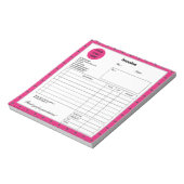Bloc-note Hot Pink Black Plaid Company Business Invoice (Tourné)