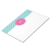 Bloc-note Hot pink, Teal Blue Chevron | Your monogram (Incliné)