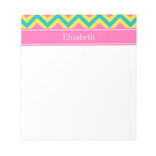 Bloc-note HotPink2 Ananas Turquoise LG Chevron Nom Monogramm (Devant)