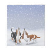 Bloc-note Howling Basset Hounds Neige d'hiver (Devant)