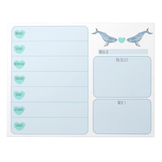 Bloc-note Humpback Whale Heart Weekly Planner (Devant)