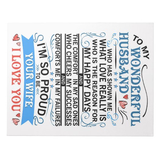 Bloc-note Husband To My Wonderful Husband (Devant)