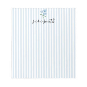 Bloc-note Hydrangea Bleue Bandeau Nom Personnalisé