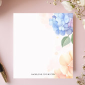 Bloc-note Hydrangea Bleue et Rose Fleurie Nom Personnalisé