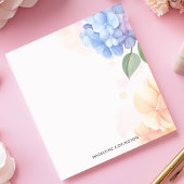 Bloc-note Hydrangea Bleue et Rose Fleurie Nom Personnalisé