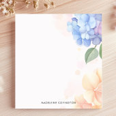 Bloc-note Hydrangea Bleue et Rose Fleurie Nom Personnalisé