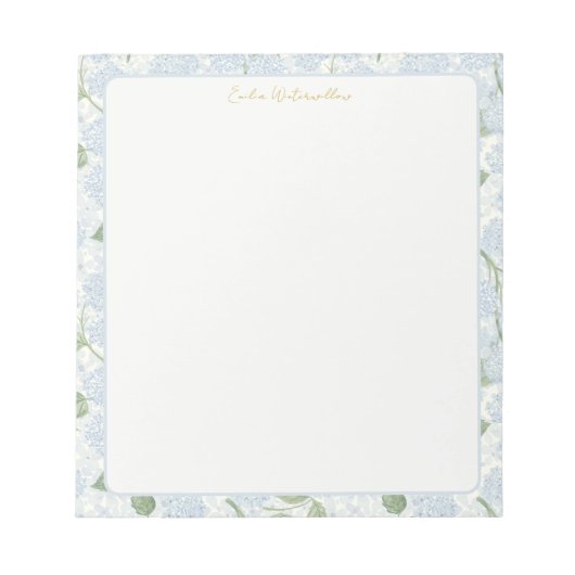 Bloc-note Hydrangea Floral Chic Grand-mère Personnalisable (Devant)