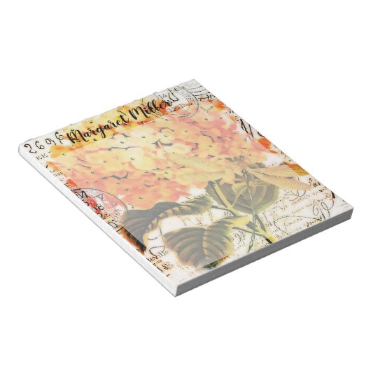 Bloc-note Hydrangea orange personnalisé (Incliné)