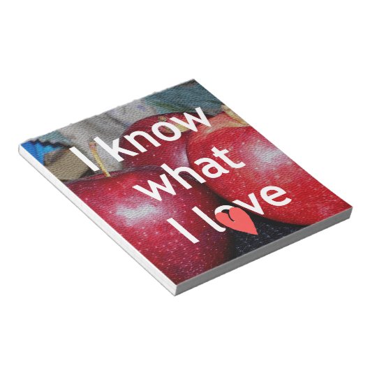 Bloc-note "I Know What I Love" - Design à thème Apple (Incliné)