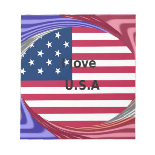 Bloc-note I Love U.S.A. Swirl : Patriotic Heart Art Imprimer