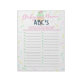 Bloc-note Ice Cream Baby shower ABC Baby Name Game Pack (Tourné)