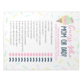 Bloc-note Ice Cream Devine Qui Baby shower Game Pack (Devant)