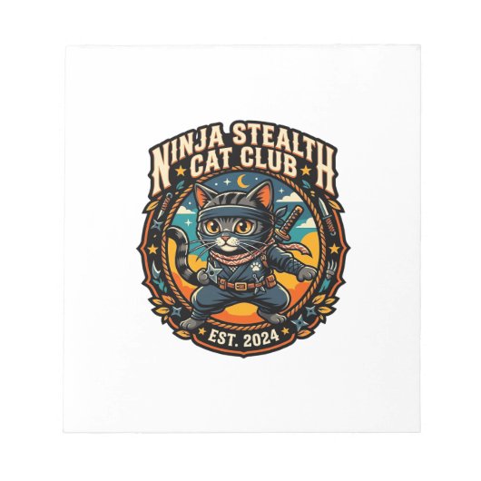 Bloc-note Idée cadeau pour maman de chat Ninja Stealth Cat - (Devant)