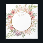 Bloc-note Ile tropicale Pastel Floral Personnalisé<br><div class="desc">Aquarelle tropicale pastel florale avec bordure circulaire en faux or. Customisez le texte.</div>