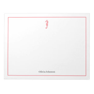 Bloc-note Illustration d'animal hippocampe rouge vie marine