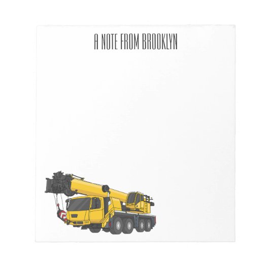 Bloc-note Illustration de camion de grue (Devant)