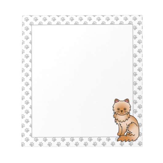 Bloc-note Illustration de chat de dessin animé mignon persan (Devant)