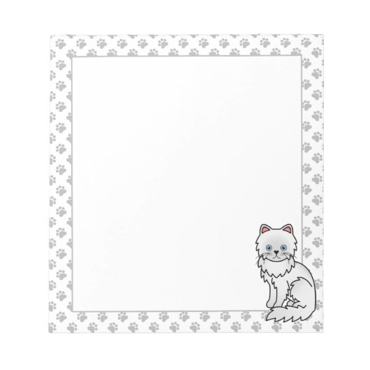 Bloc-note Illustration de chat de dessin animé mignon persan (Devant)