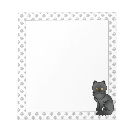 Bloc-note Illustration de chat de dessin animé persan noir m (Devant)