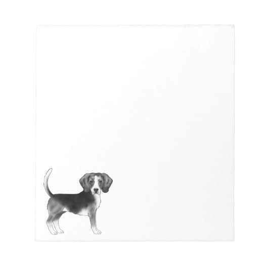 Bloc-note Illustration De Chien Beagle En Noir Et Blanc (Devant)