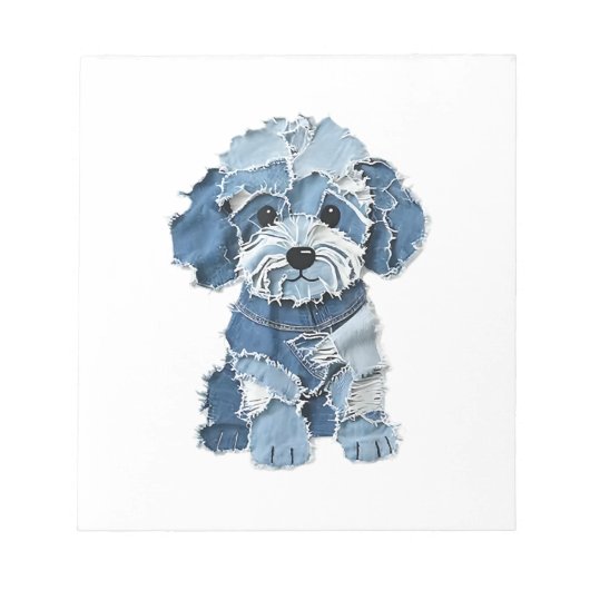 Bloc-note Illustration de chien en patchwork de denim mignon (Devant)