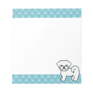 Bloc-note Illustration de chien maltais blanc & bordures ble