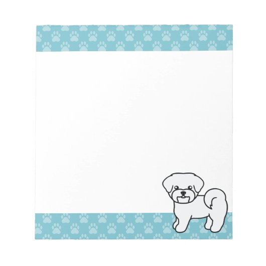 Bloc-note Illustration de chien maltais blanc & bordures ble (Devant)