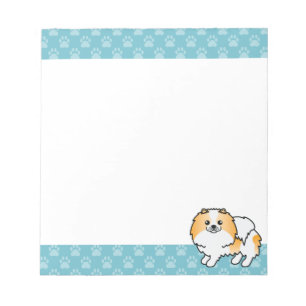 Bloc-note Illustration de chien Pomeranian Parti-Couleur Ora